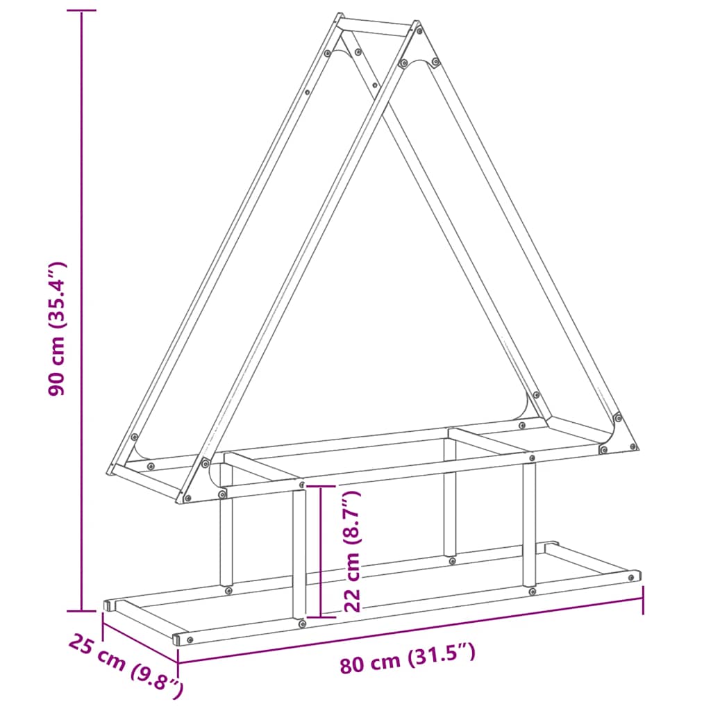 Firewood Rack Black 80x25x90 cm Cold-rolled steel