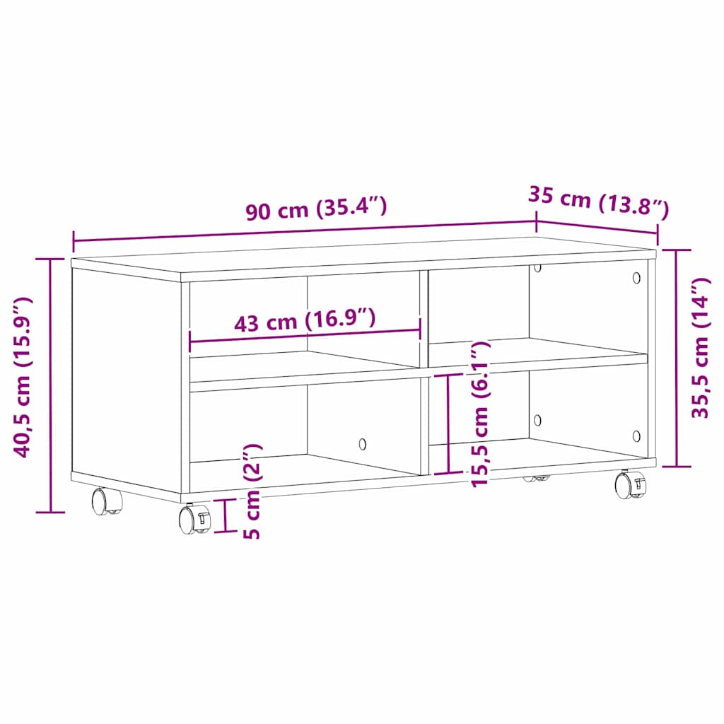 TV Cabinet 90 x 35 x 40.5 cm Brown Engineered wood