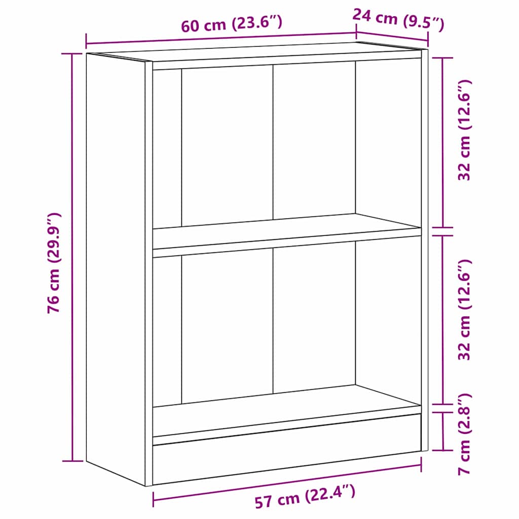 Book Cabinet 60 x 24 x 76 cm Engineered Wood Black Oak
