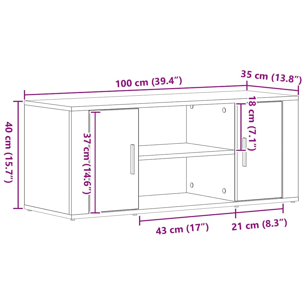 TV Cabinet 100 x 35 x 40 cm Old wood Engineered wood