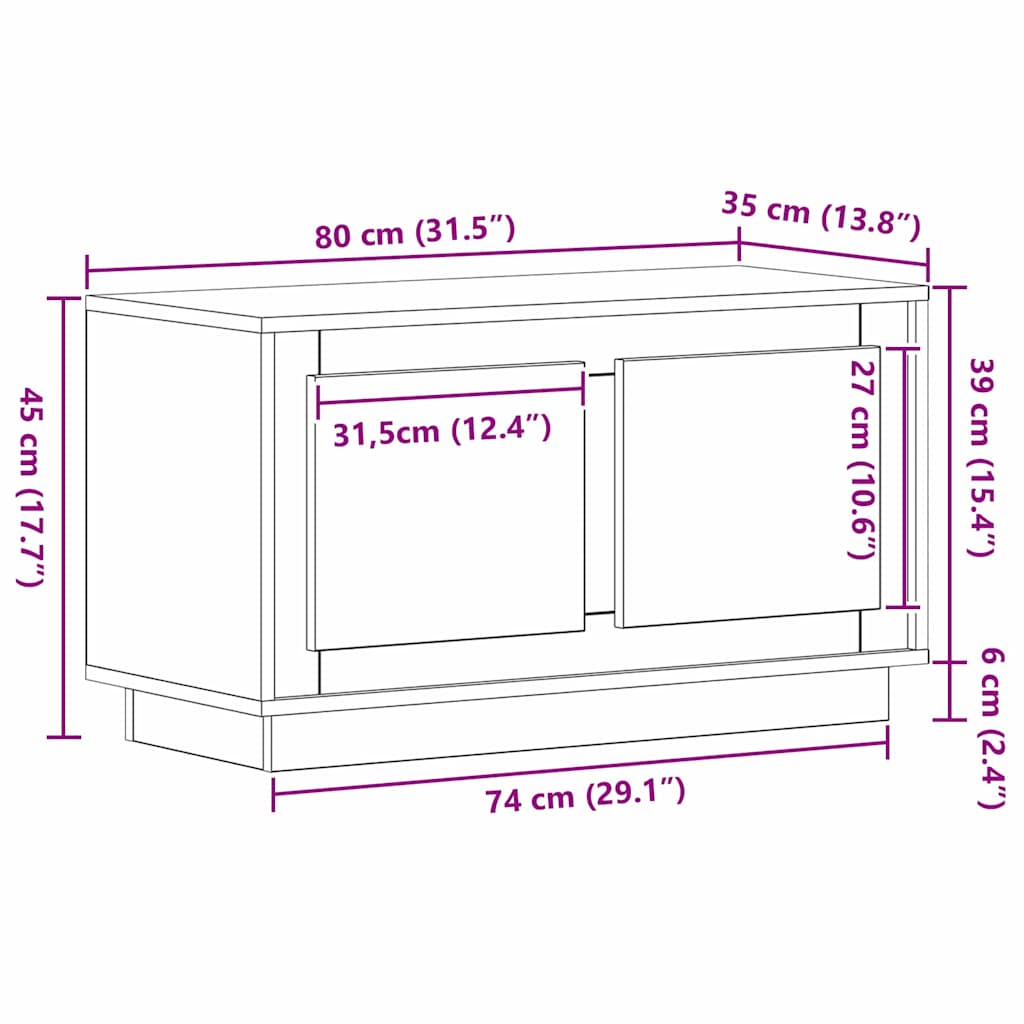 TV Cabinet 80 x 35 x 45 cm Black oak Engineered wood