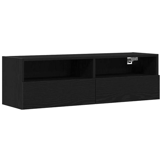 TV Wall Cabinet 100 x 30 x 30 cm Black Oak Engineered Wood