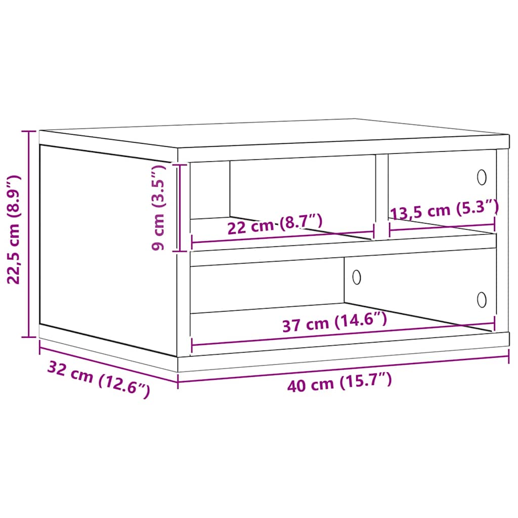 Printer Stand Old Wood 40 x 32 x 22.5 cm Engineered Wood