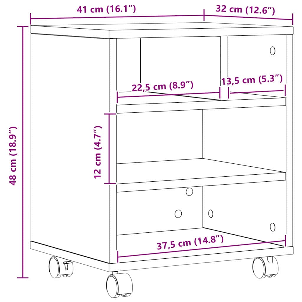 Printer Stand Old Wood 41 x 32 x 48 cm Engineered Wood