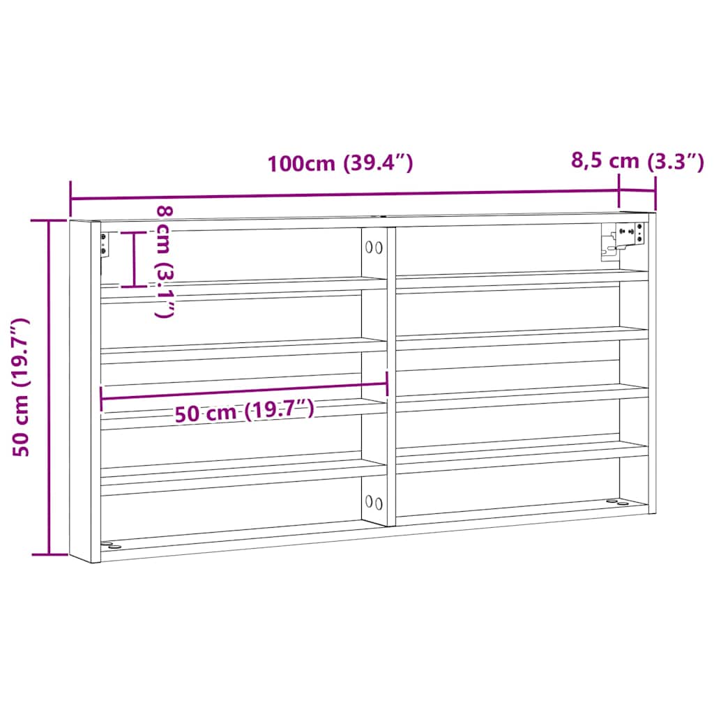 Display Cabinet Wall-Mounted Black Oak 100 x 8.5 x 50 cm