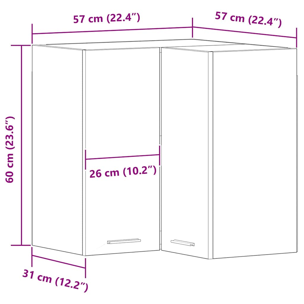Hanging Cabinet Lyon Black Oak 57 x 57 x 60 cm Engineered Wood