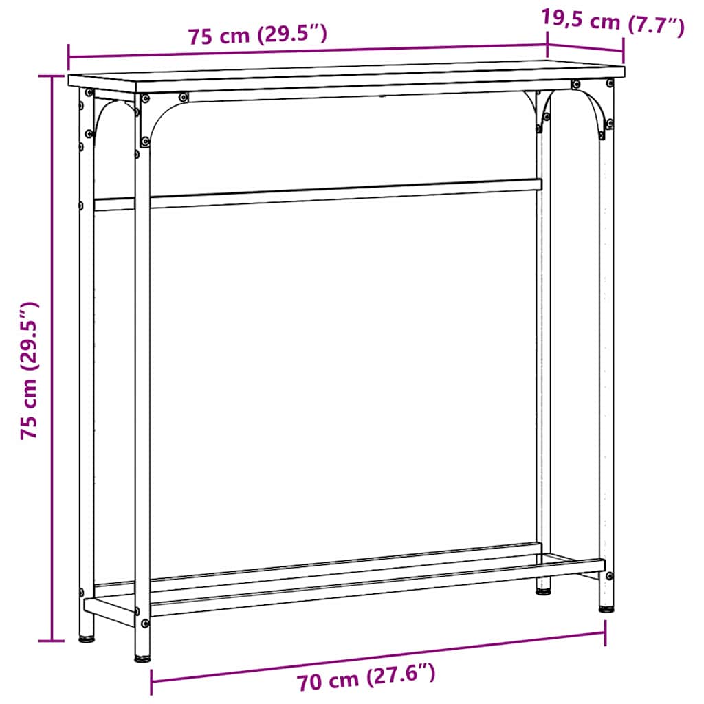Console Table with Shelf Old Wood 75 x 19.5 x 75 cm