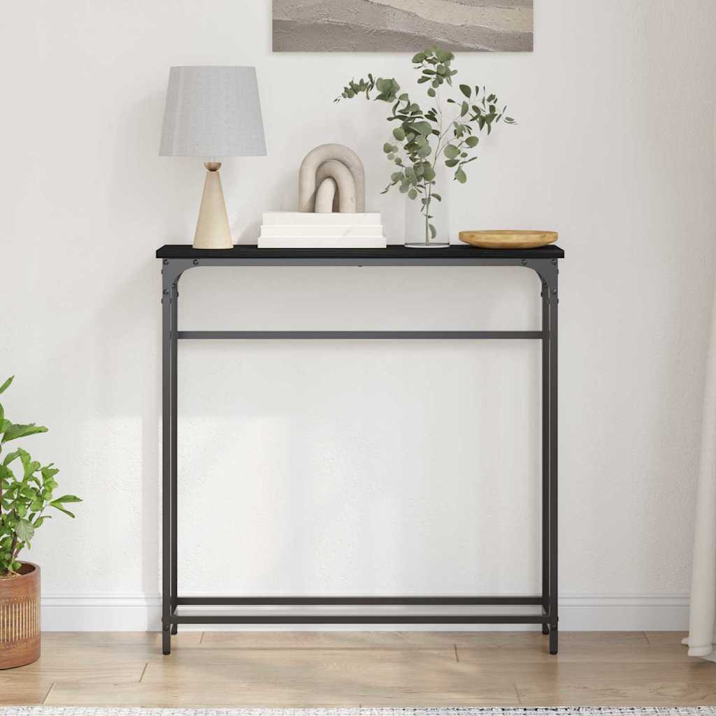 Console Table with Shelf Black oak 75 x 19.5 x 75 cm