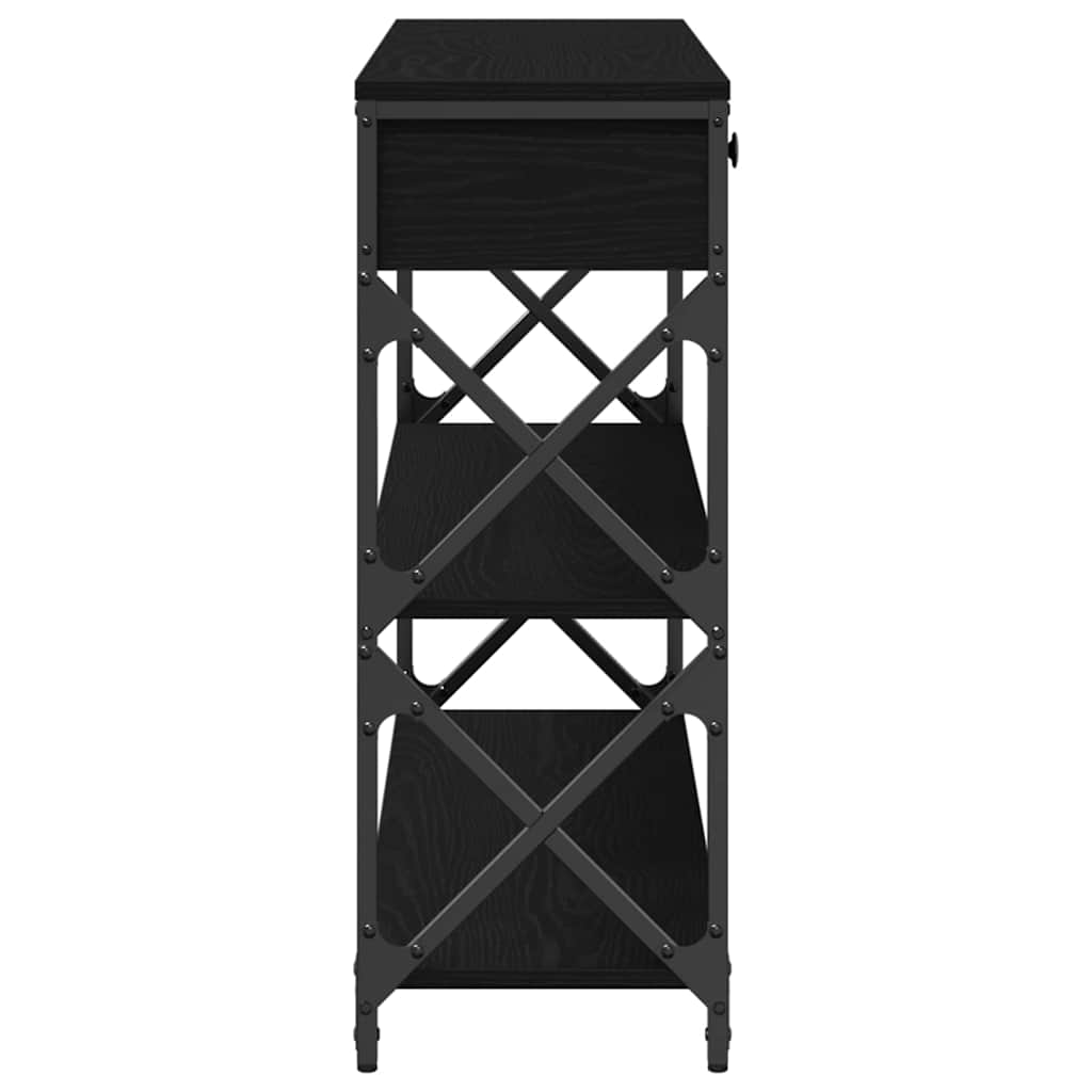 Console Table with Drawer with Shelf Black oak 100 x 28 x 75 cm
