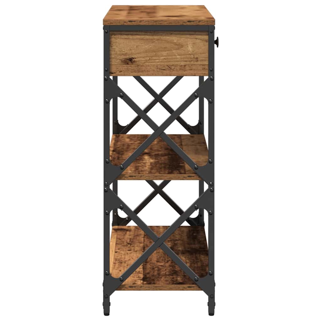 Console Table with Drawer with Shelf Old wood 75 x 28 x 75 cm