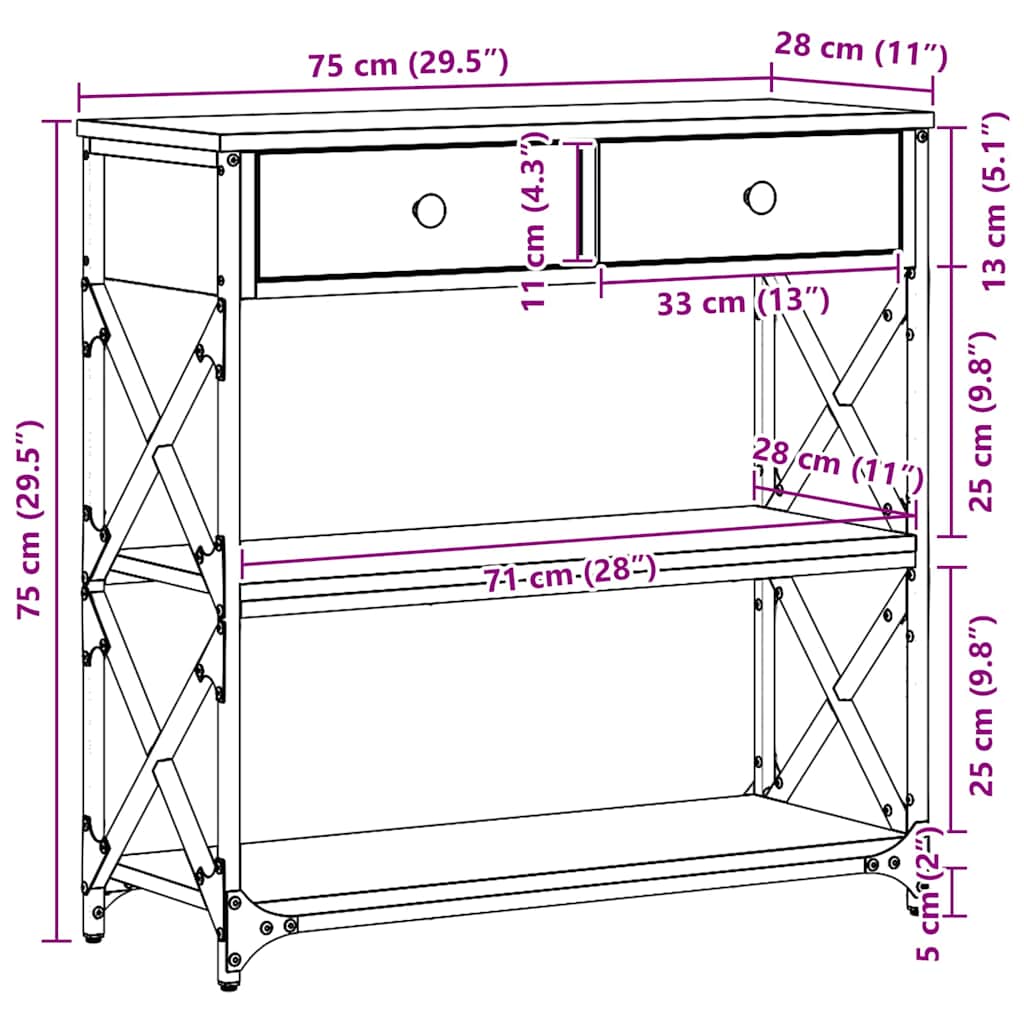 Console Table Old wood 75 x 28 x 75 cm