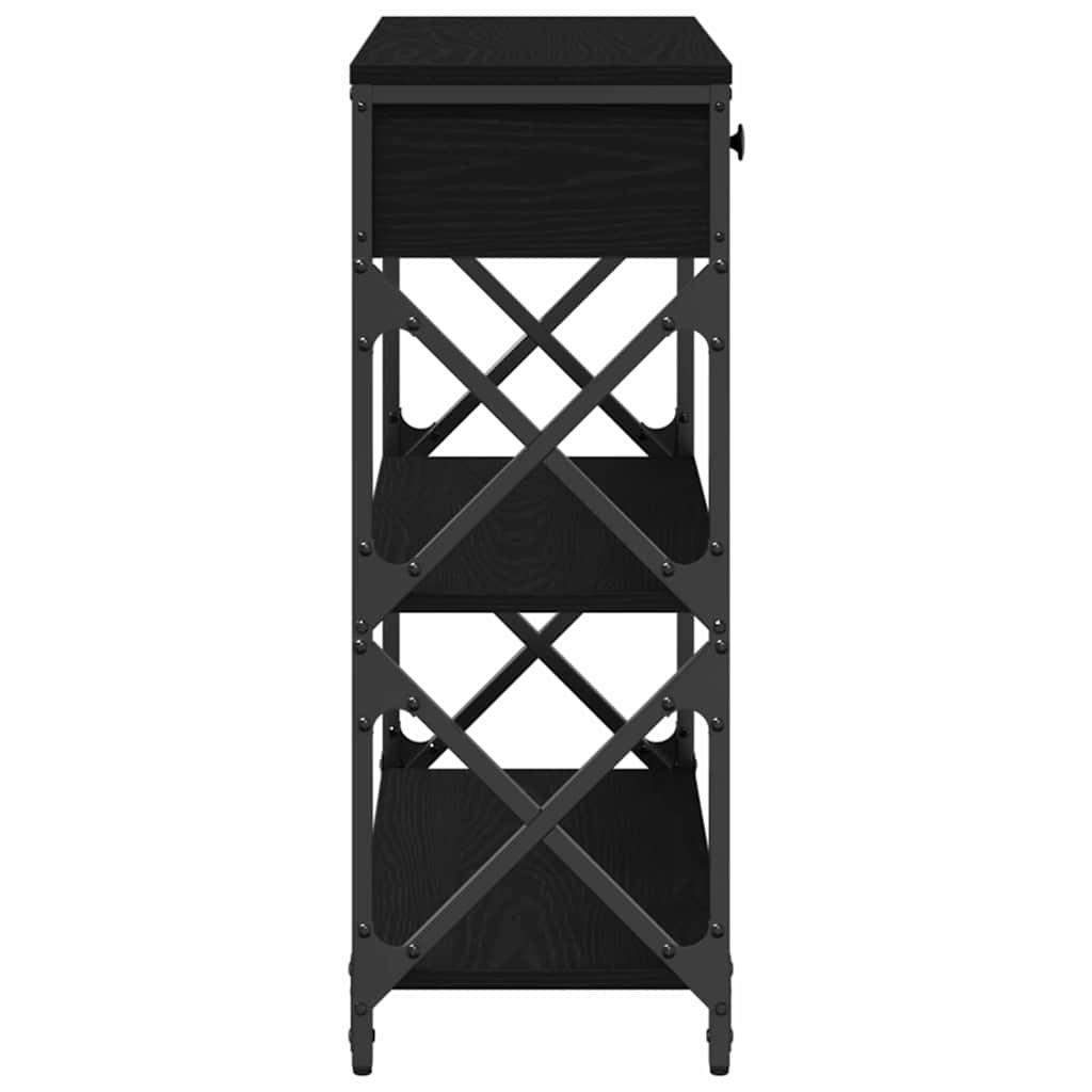 Console Table with Drawer with Shelf Black oak 75 x 28 x 75 cm