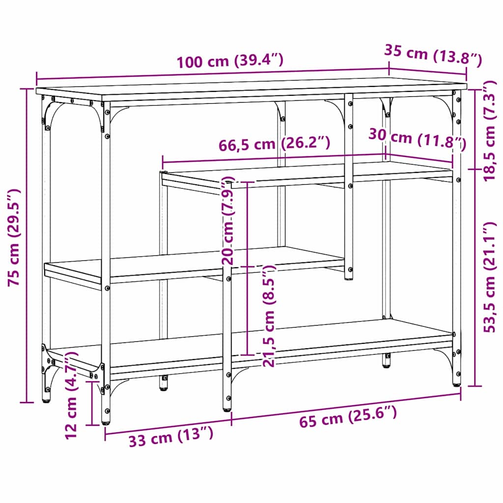Console Table with Shelf with Storage Old wood 100 x 35 x 75 cm