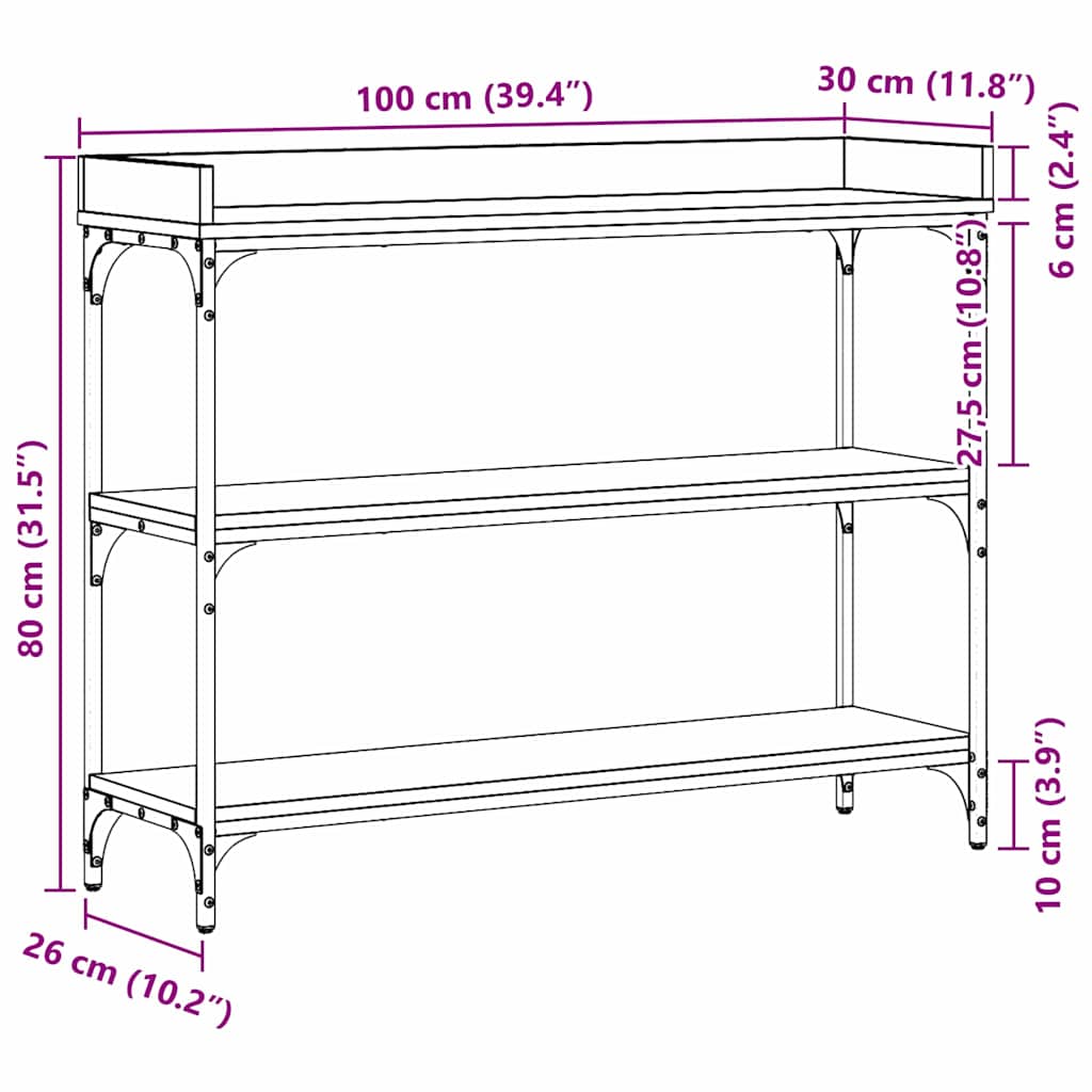 Console Table with Shelf with Storage Old wood 100 x 30 x 80 cm