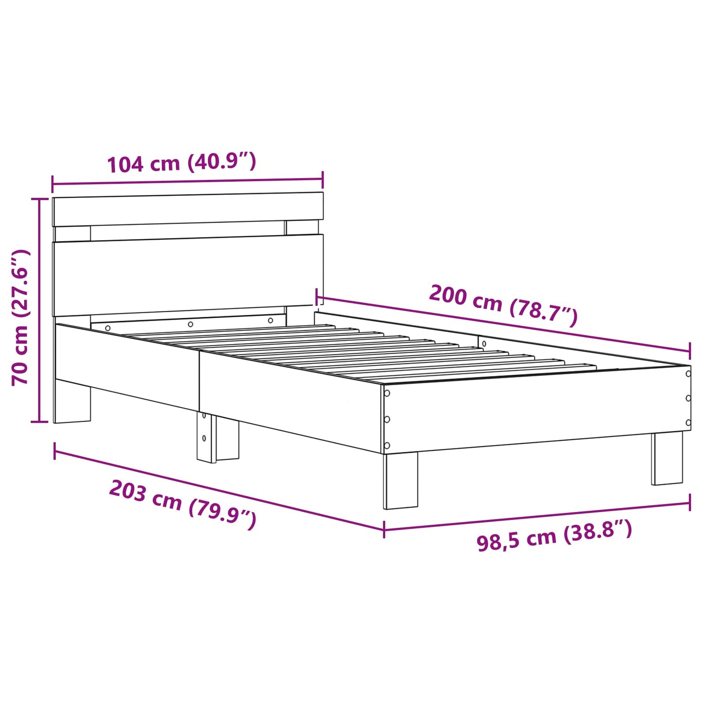 Bed Frame Artisan Oak 100 x 200 cm Engineered Wood