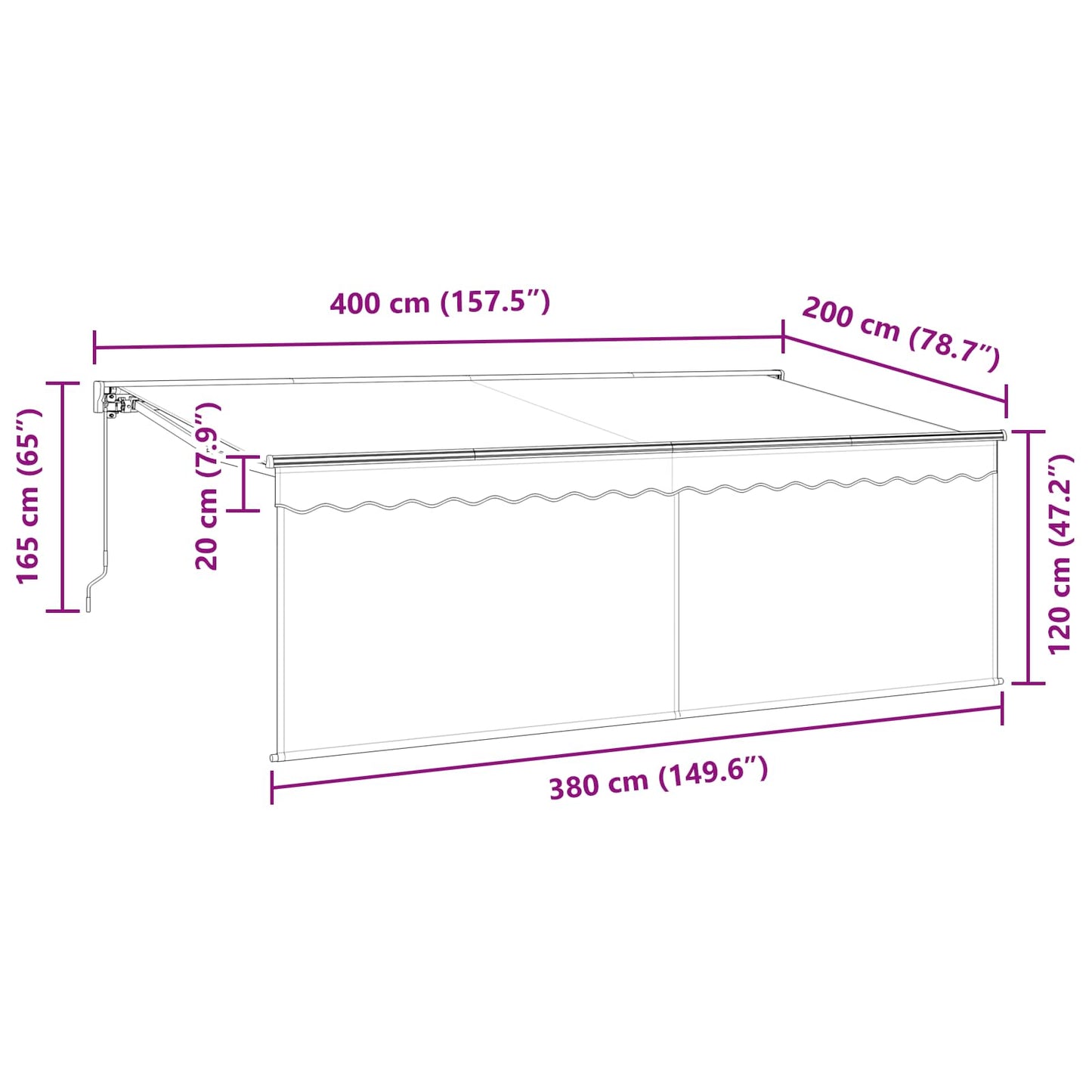 Retractable Awning Anthracite 400 x 200 cm