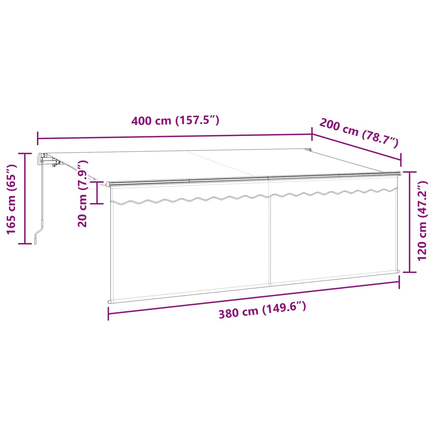 Retractable Awning Anthracite 400 x 200 cm