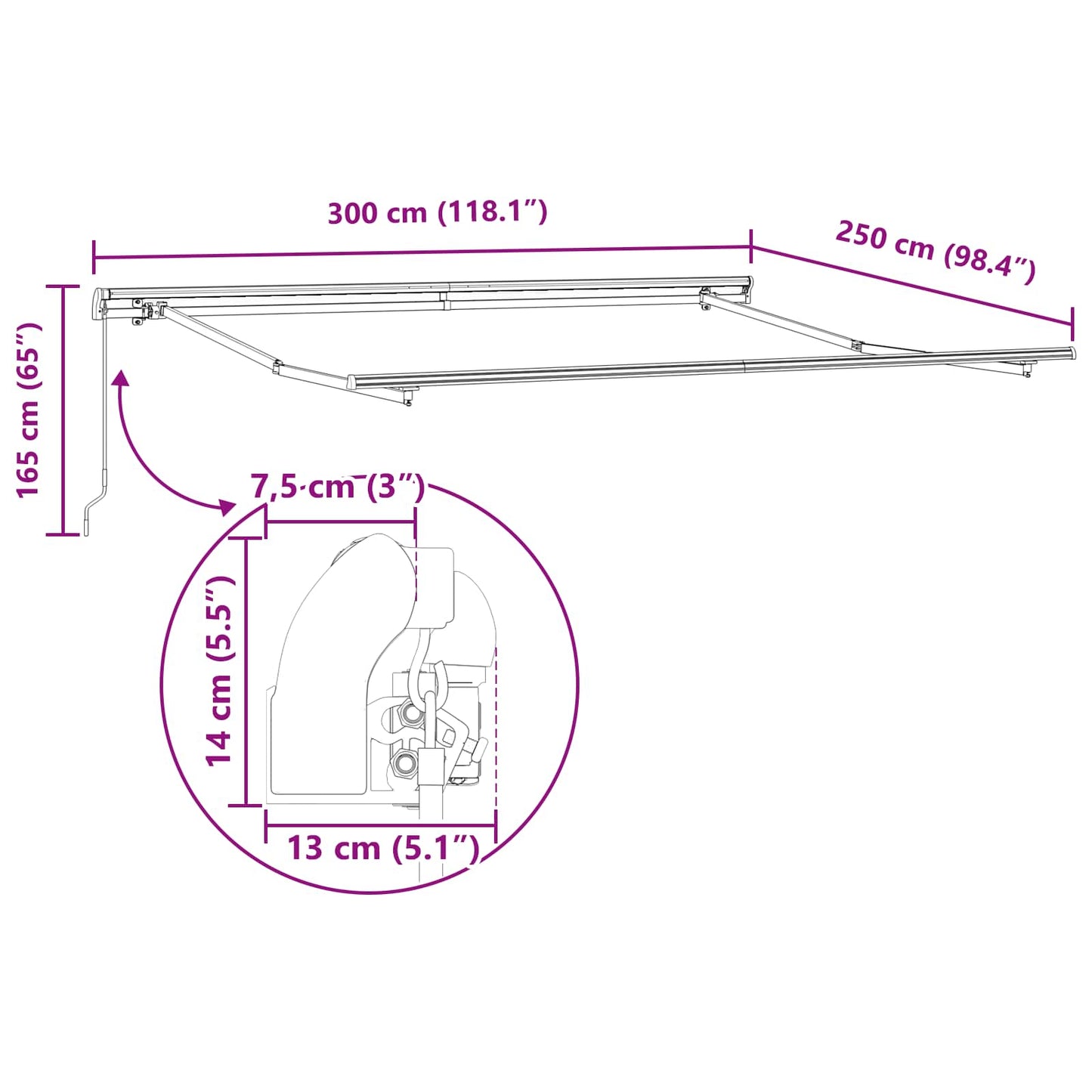 Retractable Awning Green and Yellow 300 x 250 x 165 cm