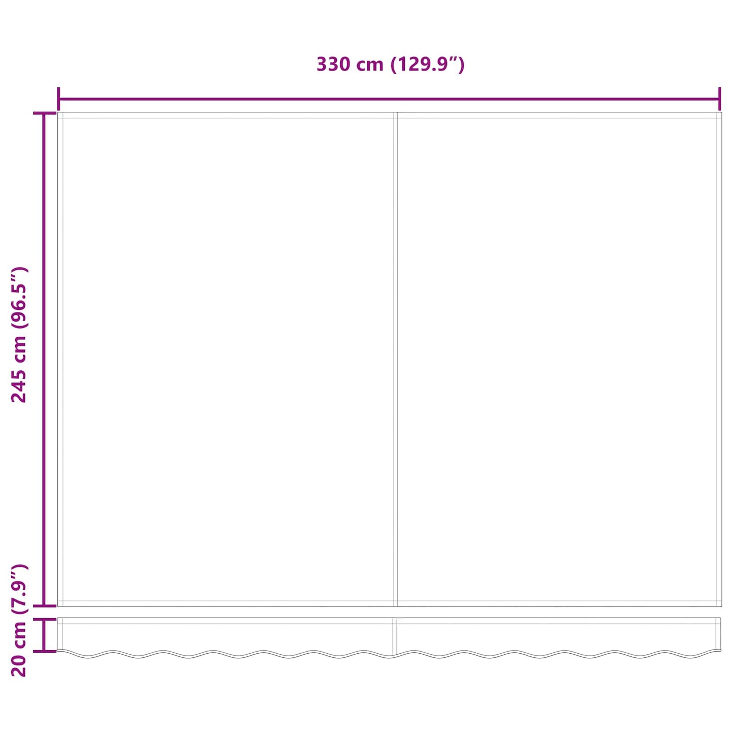 Awning Frame White 350 x 250 cm Polyester with PU coating