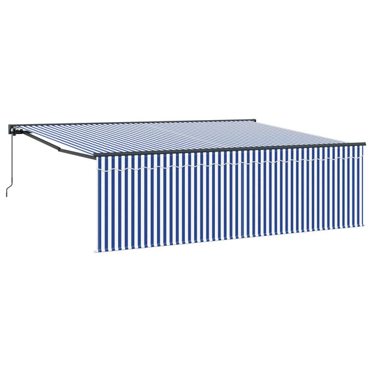 Manual Awning 4.5 x 3 m Blue and White Stripe 100% Polyester
