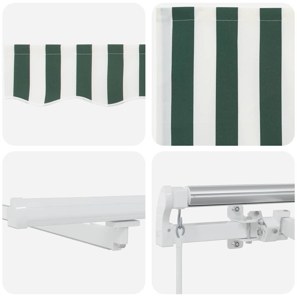 Retractable Awning Green and White 450 x 300 cm