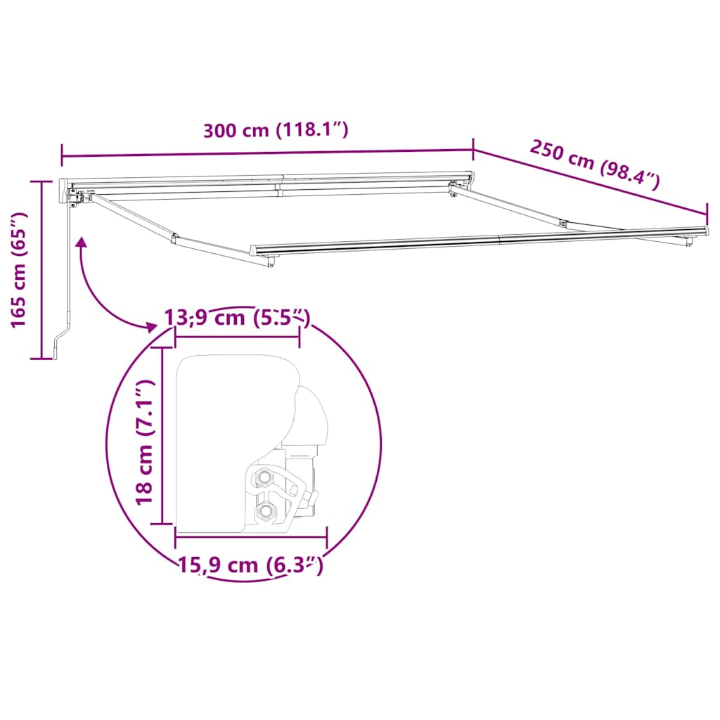 Awning Frame Manual Adjustable Anthracite 3 x 2.5 m Steel