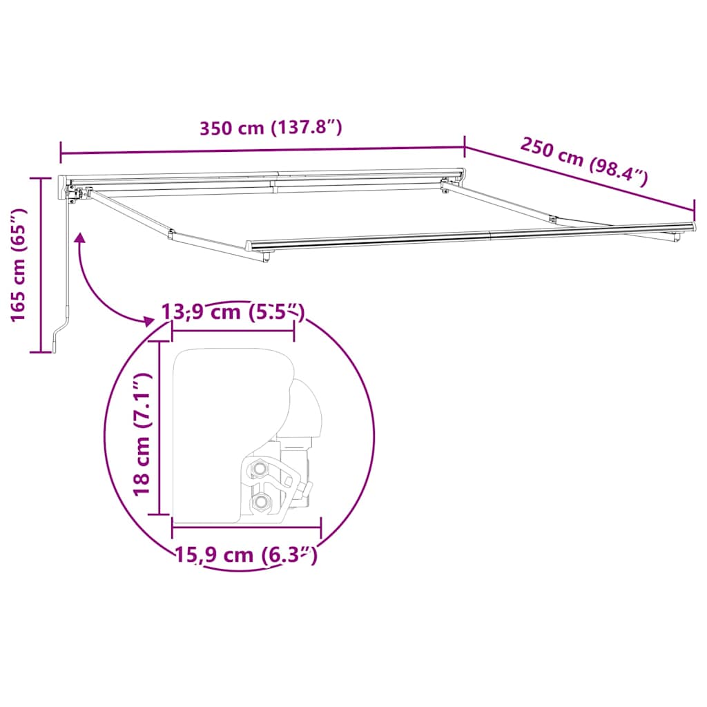 Awning Frame Manual Adjustable Anthracite 3.5 x 2.5 m Steel