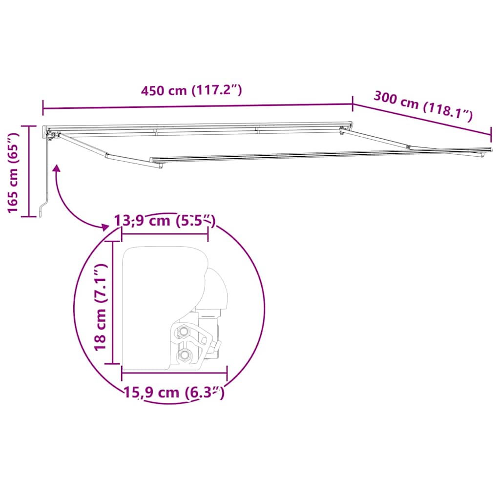 Awning Frame Manual Adjustable Anthracite 4.5 x 3 m Steel