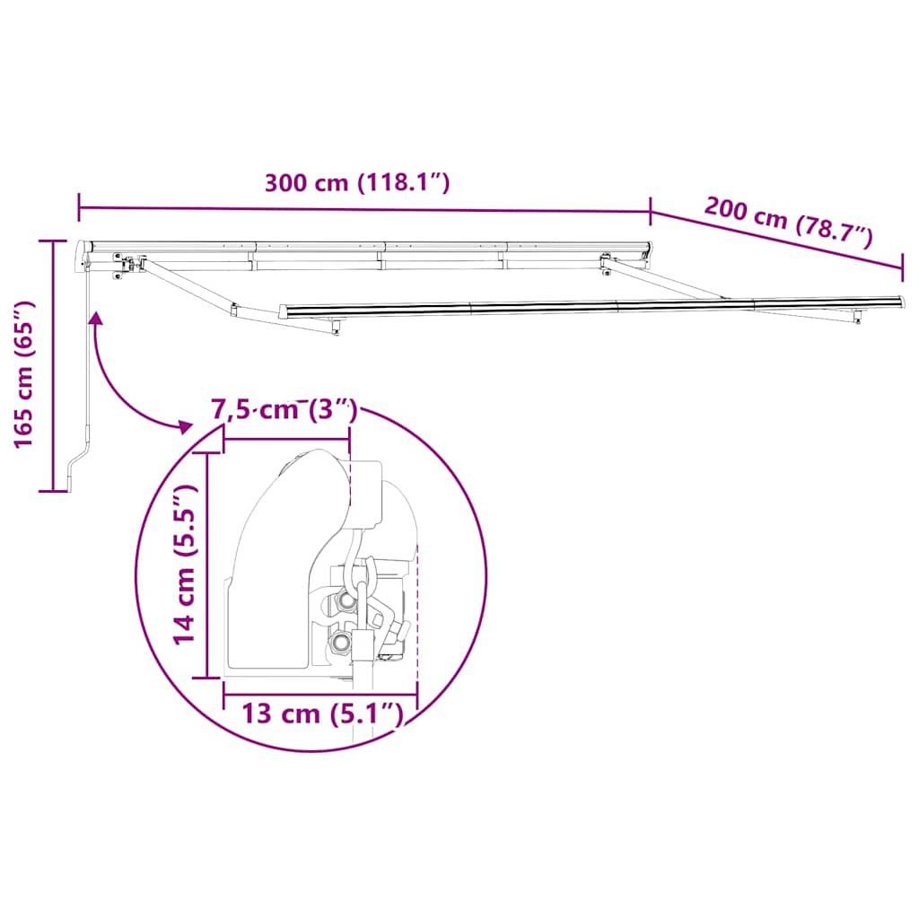 Awning Frame White 3 x 2 m Metal