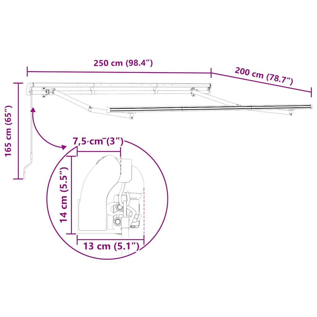 Awning Frame Anthracite 2.5 x 2 m Metal