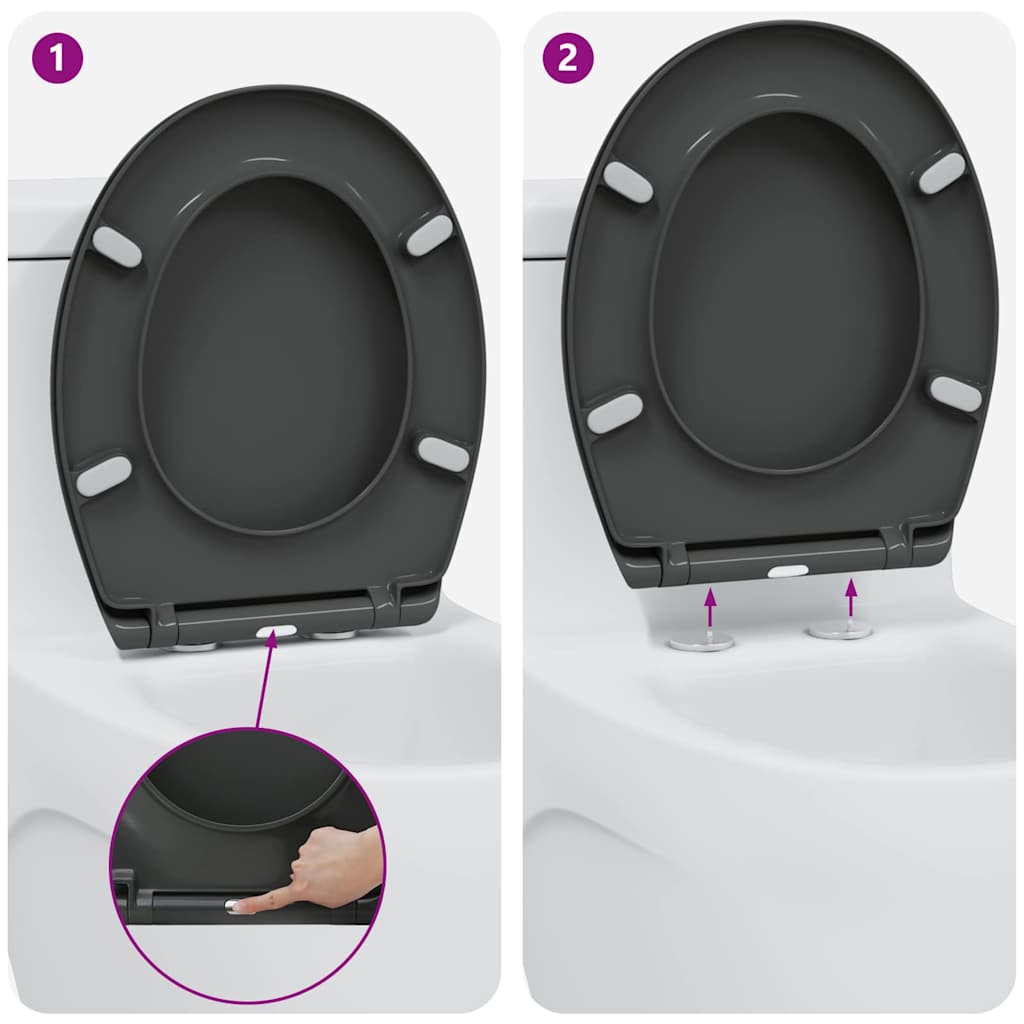 Toilet Seat Anthracite 47 x 37 x 4 cm Duroplast