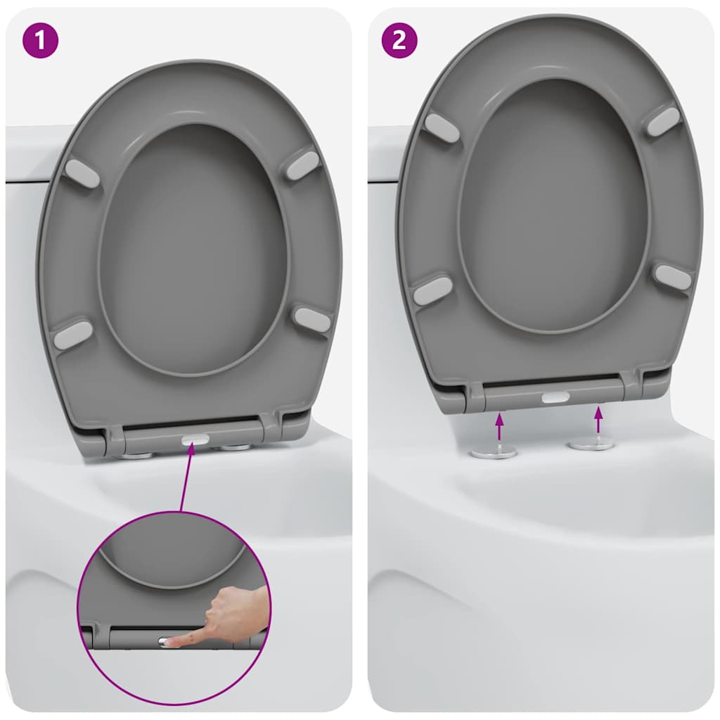 Toilet Seat Grey 47 x 37 x 4 cm Duroplast