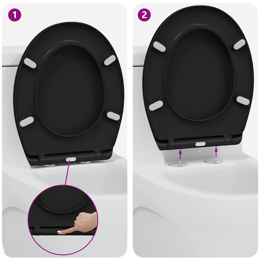 Toilet Seat Black 47 x 37 x 4 cm Duroplast