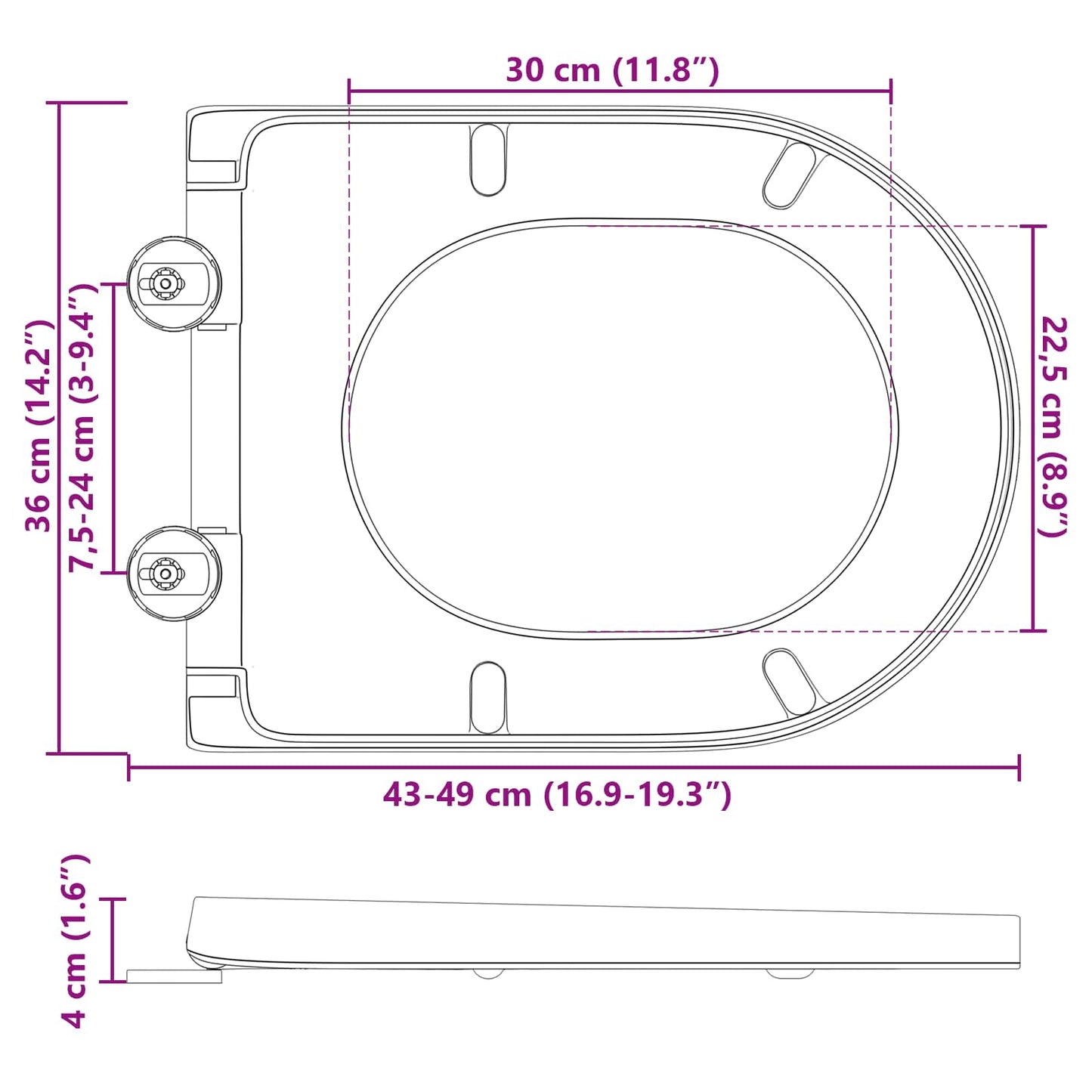 Toilet Seat White 49 x 36 x 4 cm Duroplast