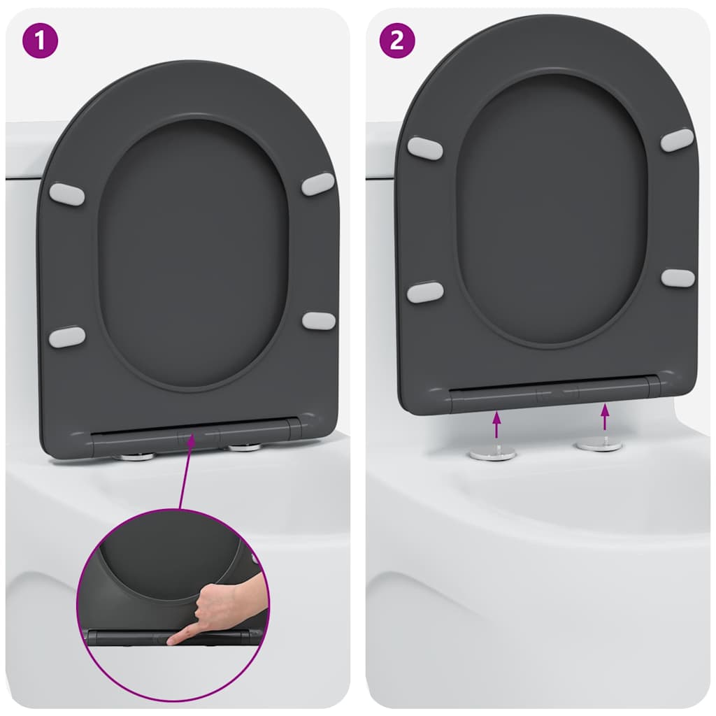 Toilet Seat Anthracite 47 x 36 x 3.4 cm Duroplast