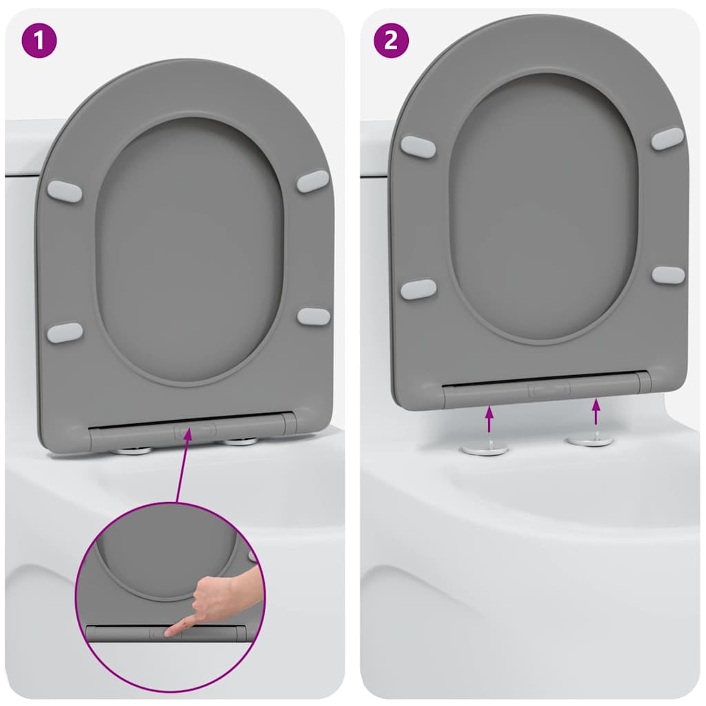 Toilet Seat Grey 47 x 36 x 3.4 cm Duroplast