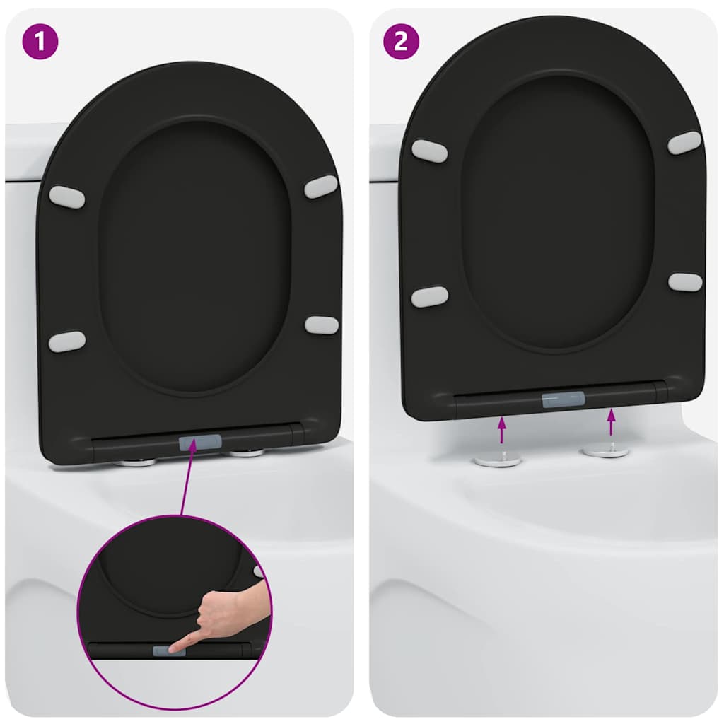 Toilet Seat Black 47 x 36 x 3.4 cm Duroplast