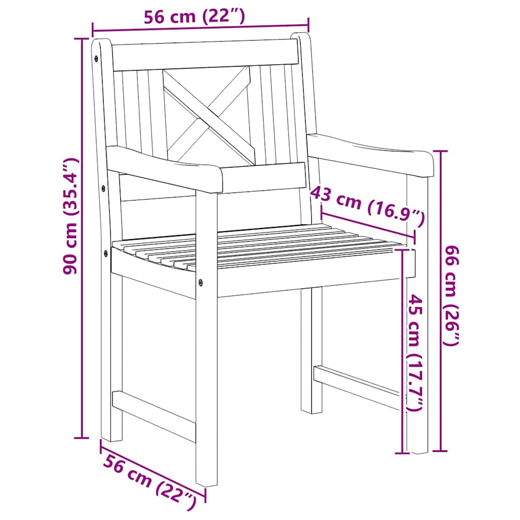 Garden Chairs 6 pcs Natural Solid Acacia Wood