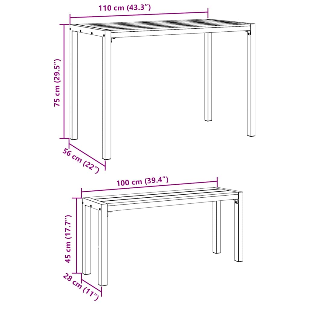 Garden Dining Set 3 pcs Anthracite Steel