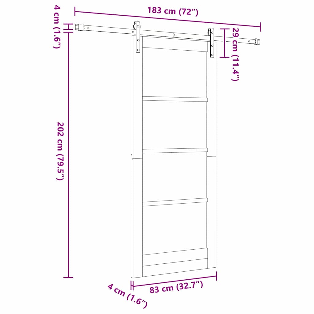 Sliding Door ORKDAL White and Black 83 x 202 cm