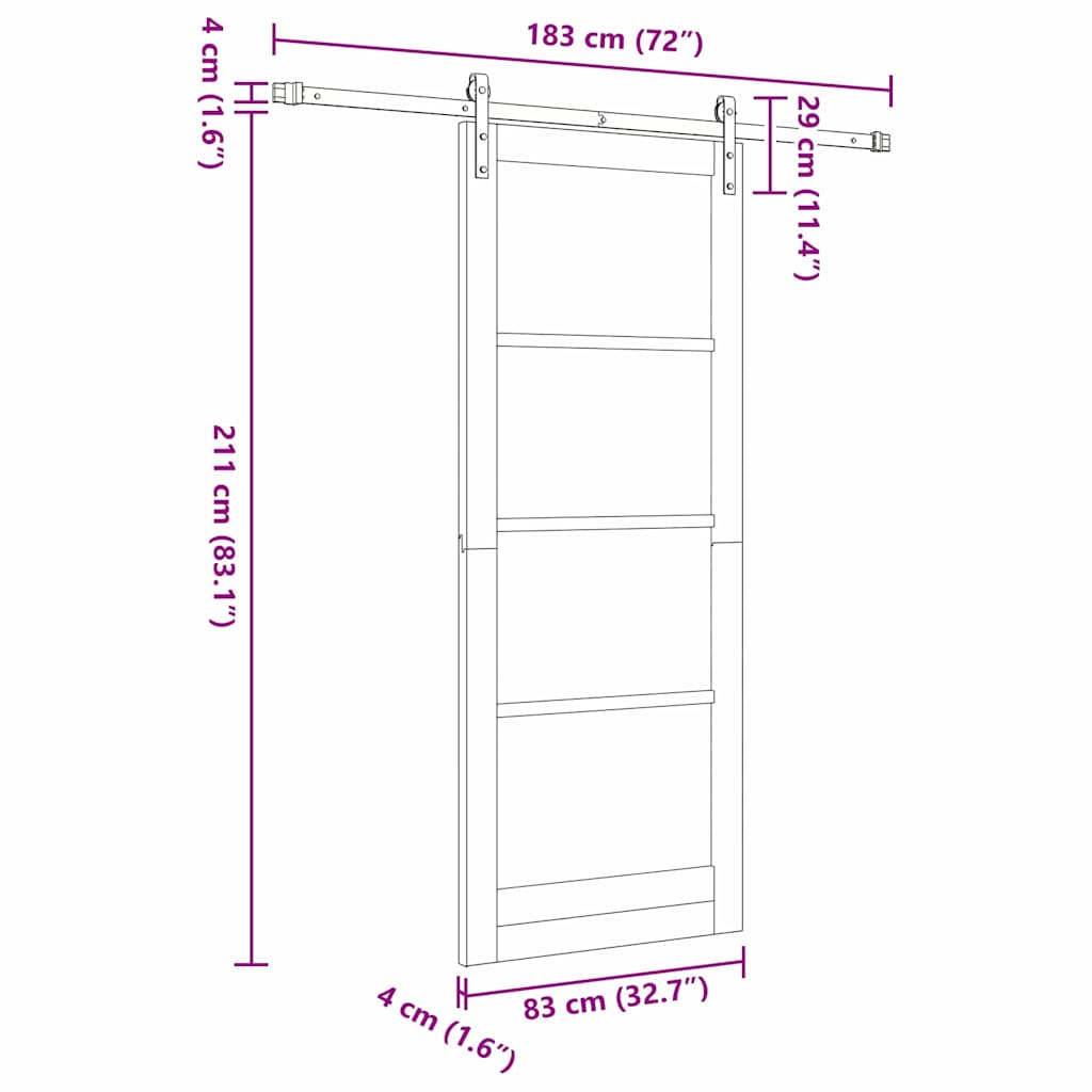 Sliding Door ORKDAL White and Black 83 x 211 cm