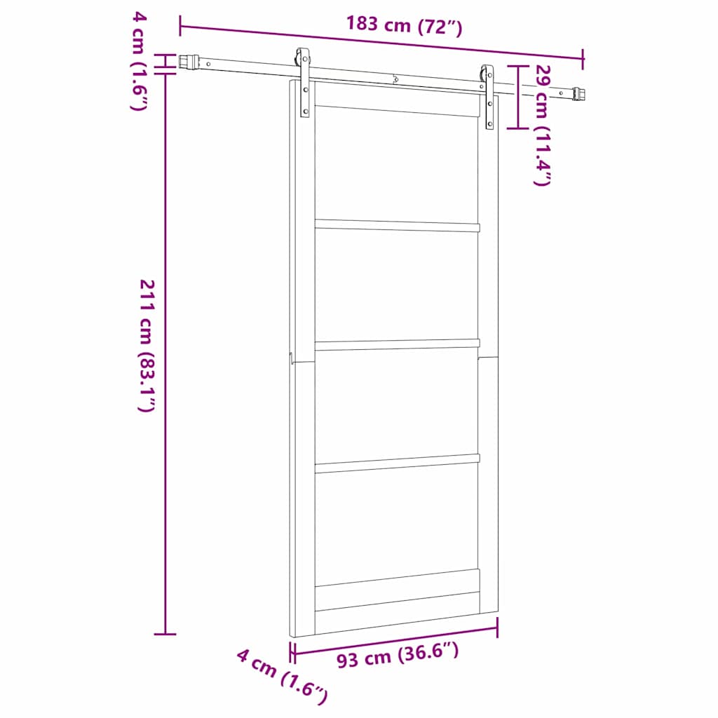Sliding Door ORKDAL Natural and Black 93 x 211 cm