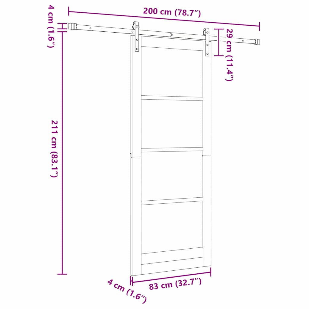 Sliding Door ORKDAL White 83 x 211 cm Solid Pine Wood and Glass