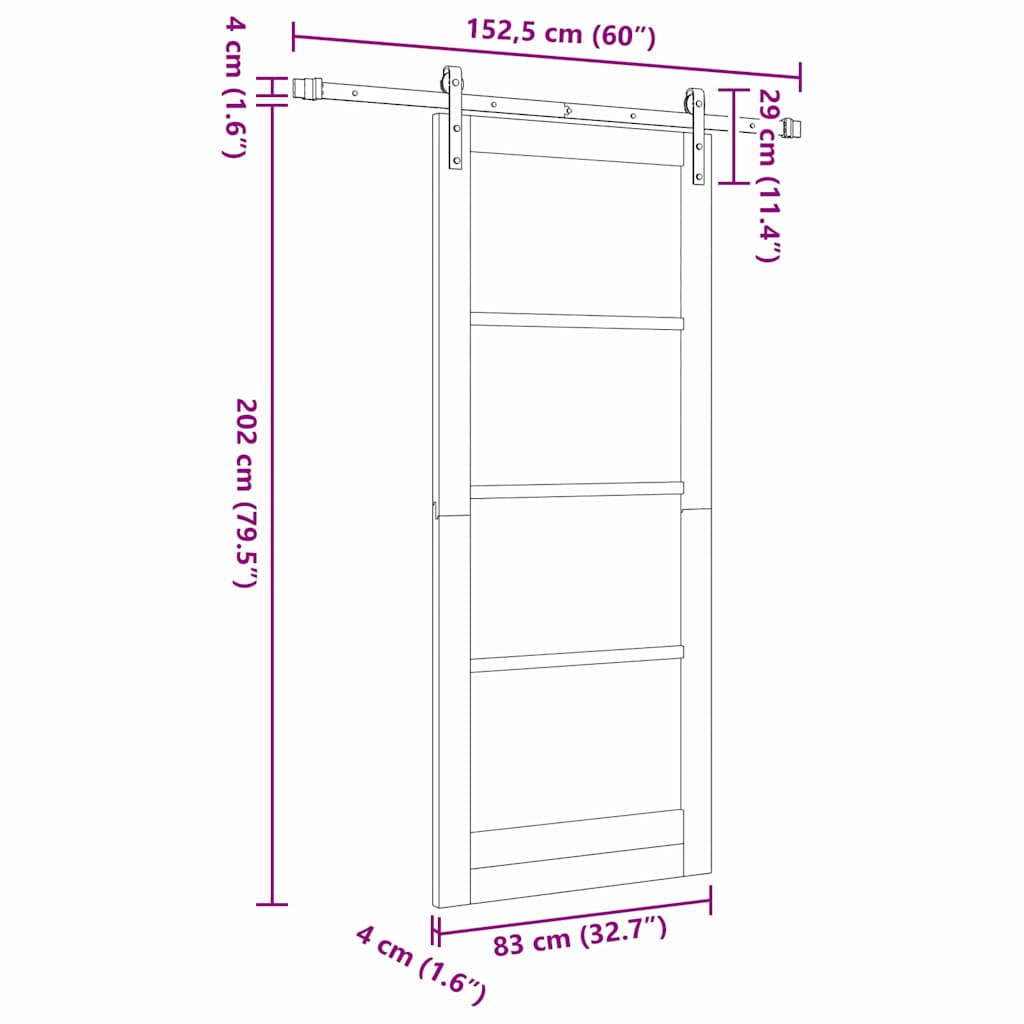 Sliding Door ORKDAL White 83 x 202 cm Solid Pine Wood and Glass