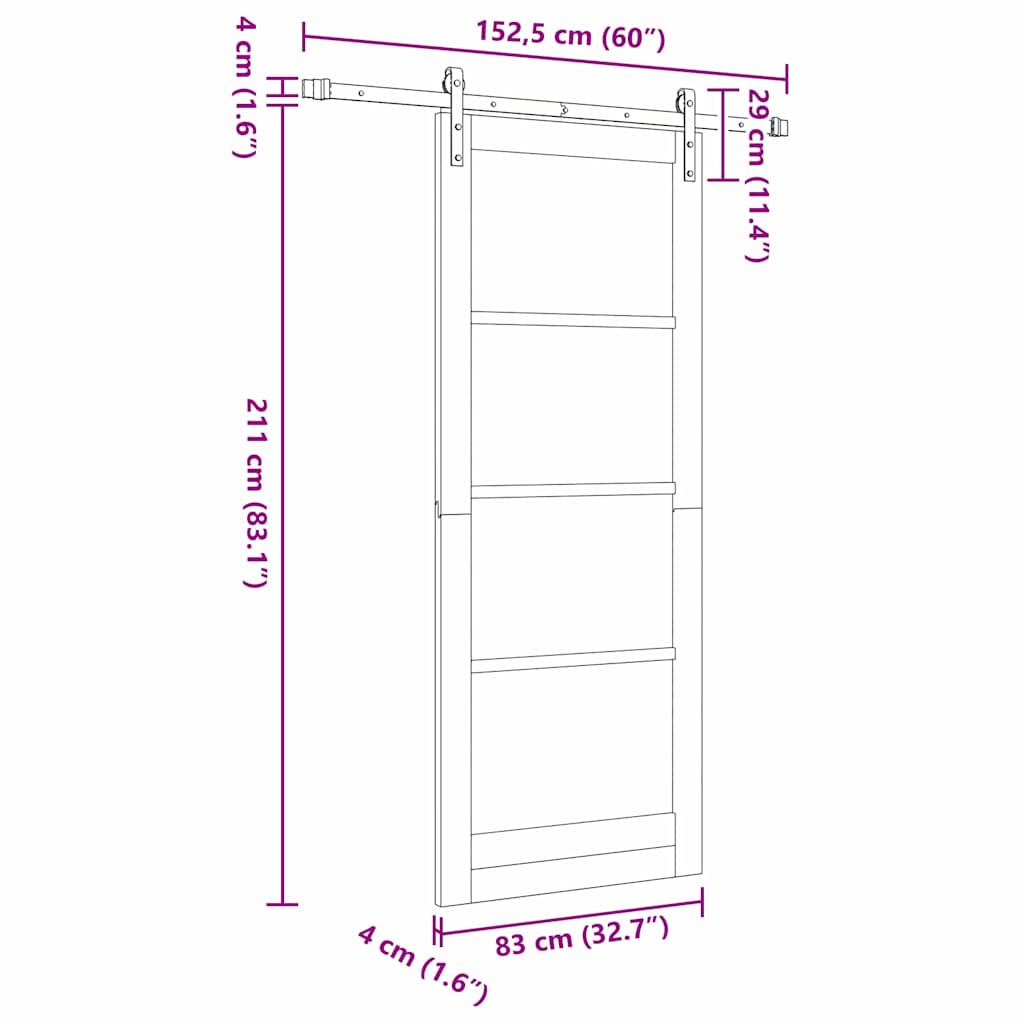 Sliding Door ORKDAL White 83 x 211 cm Solid Pine Wood and Glass