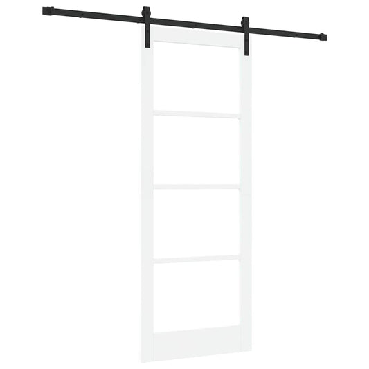 Sliding Door ORKDAL White 83 x 211 cm Solid Pine Wood and Glass