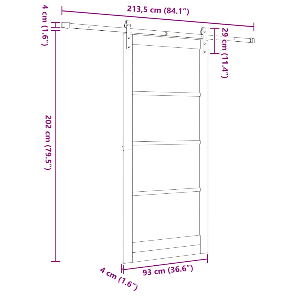 Sliding Door ORKDAL White 93 x 211 cm Solid Pine Wood and Glass