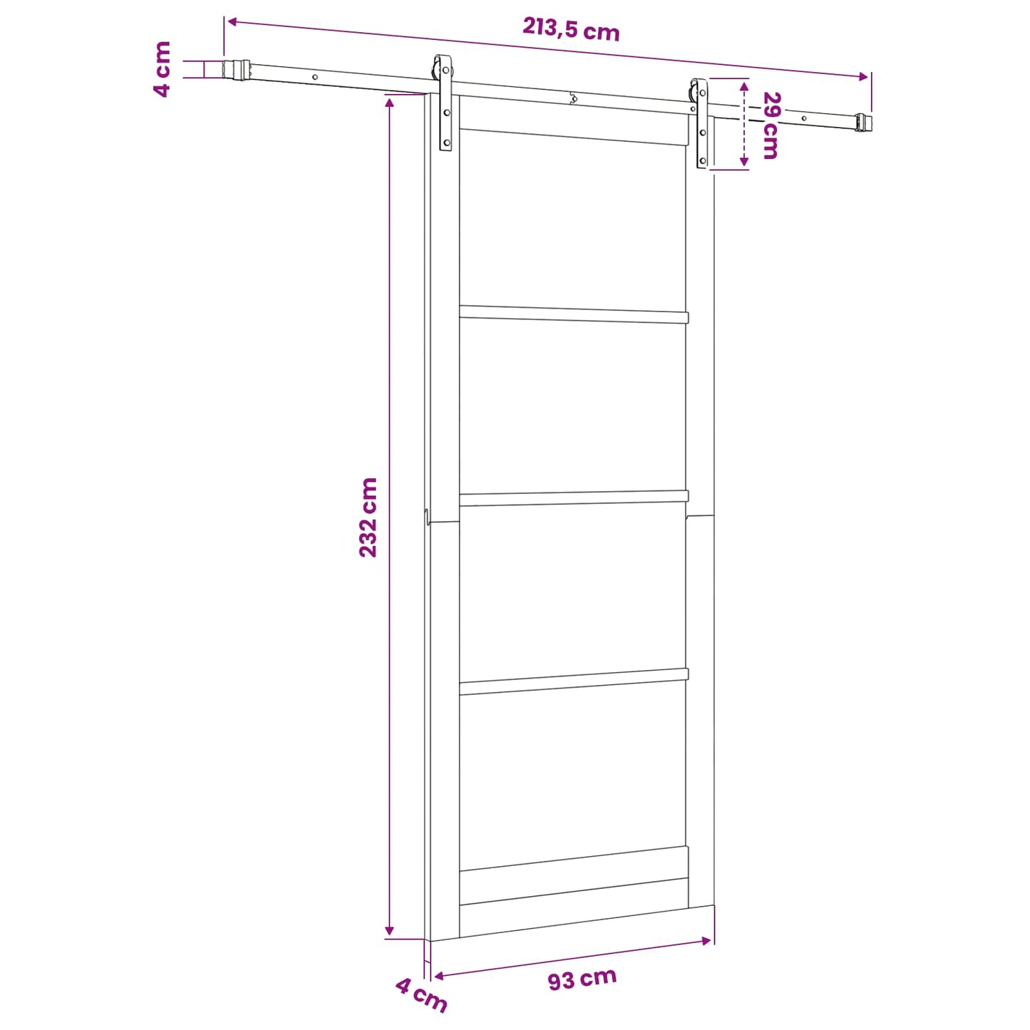Sliding Door Other ORKDAL Brown 93 x 232 cm