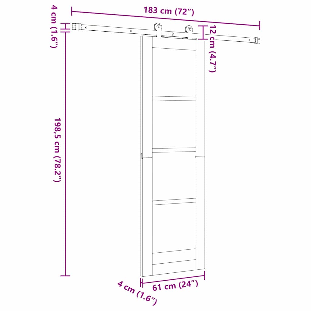 Sliding Door ORKDAL 61 x 198.5 cm Solid Pine Wood and Glass