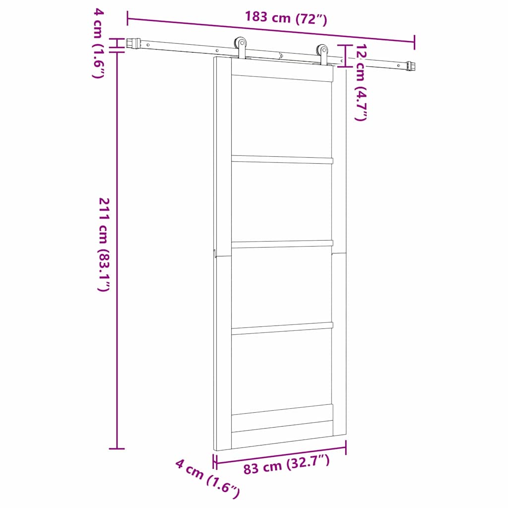 Sliding Door ORKDAL 83 x 211 cm Solid Pine Wood and Glass